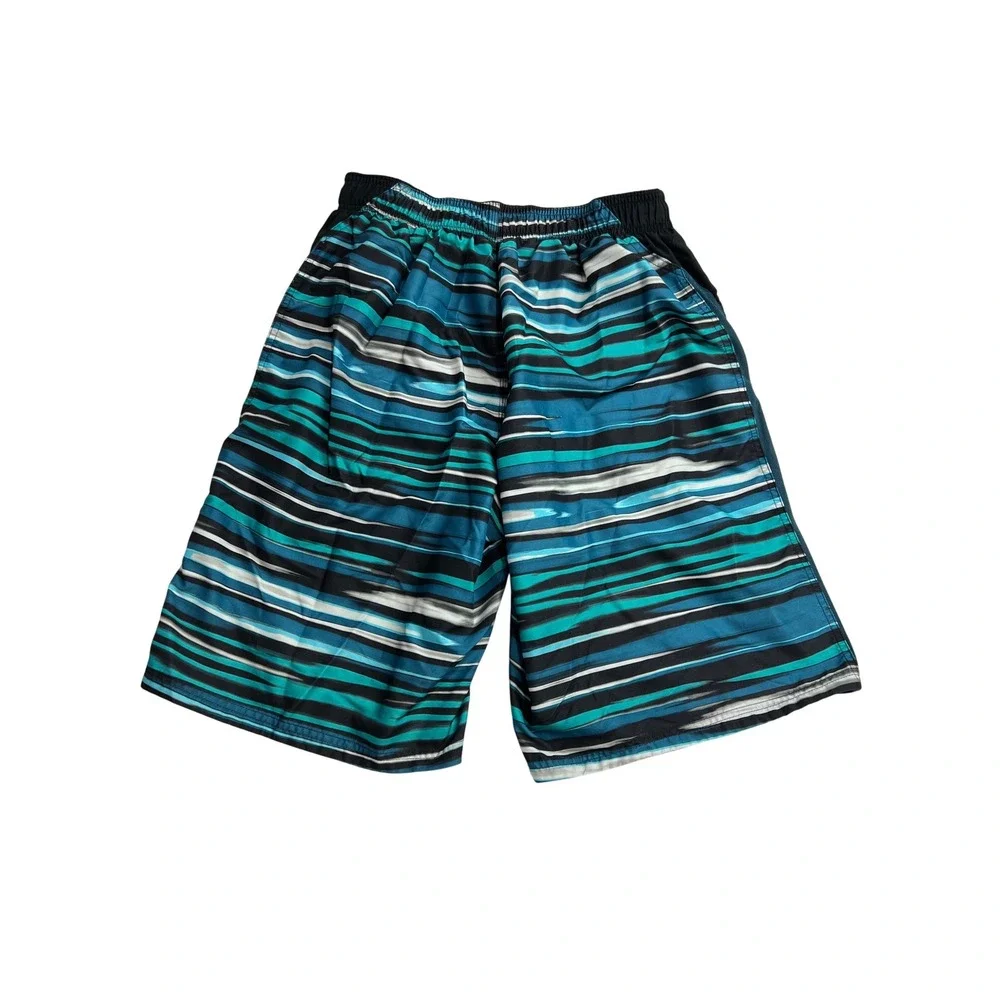 Nike Board Shorts Mens Large‎ Blue Striped Swim Trunks Athletic Beachwear B17